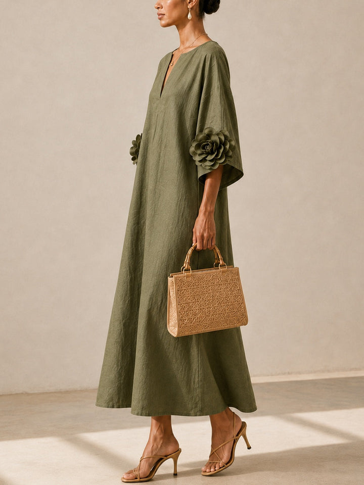 Floriana™ | Elegante Midi-Jurk met Bloemendetails
