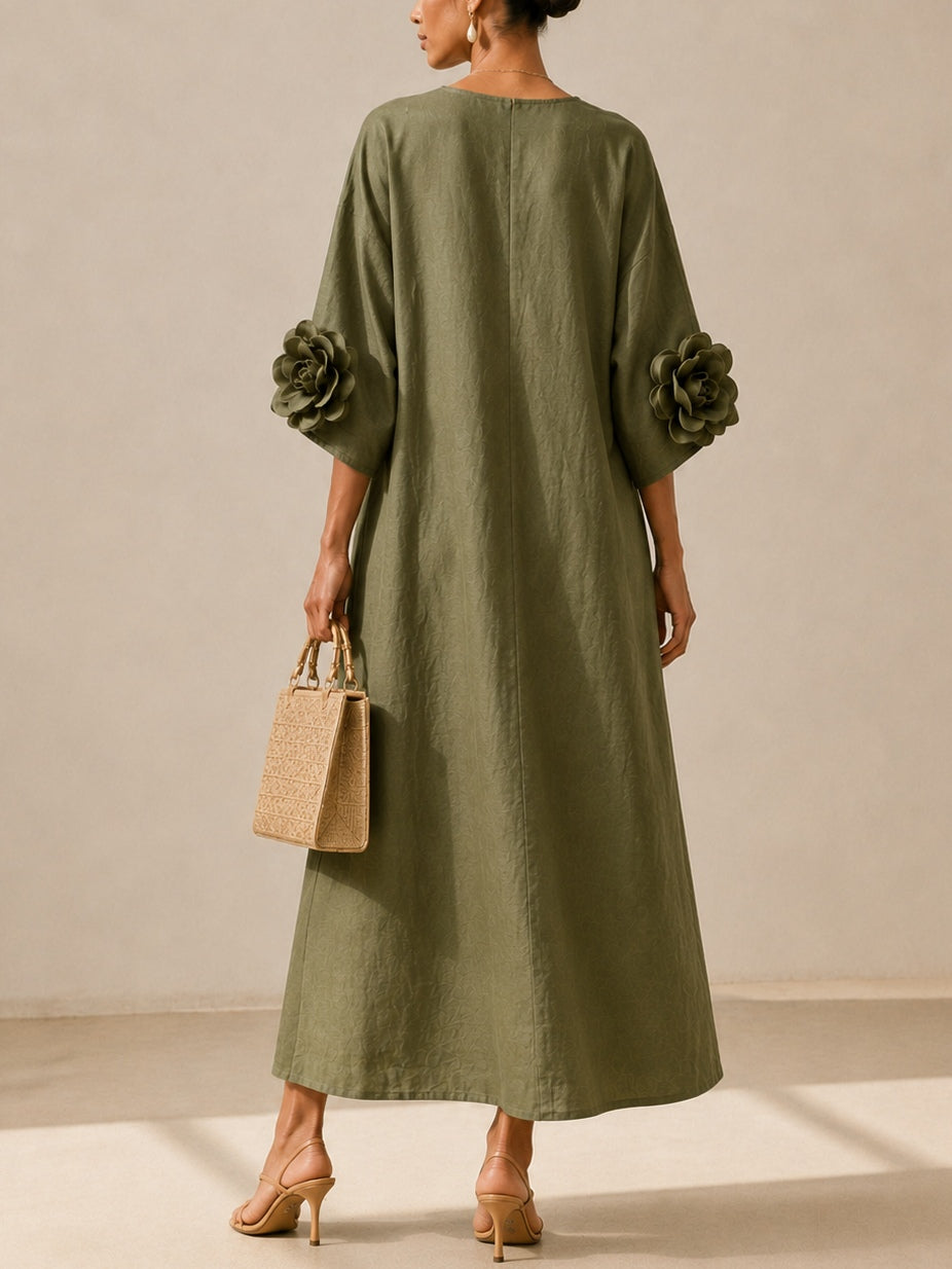 Floriana™ | Elegante Midi-Jurk met Bloemendetails