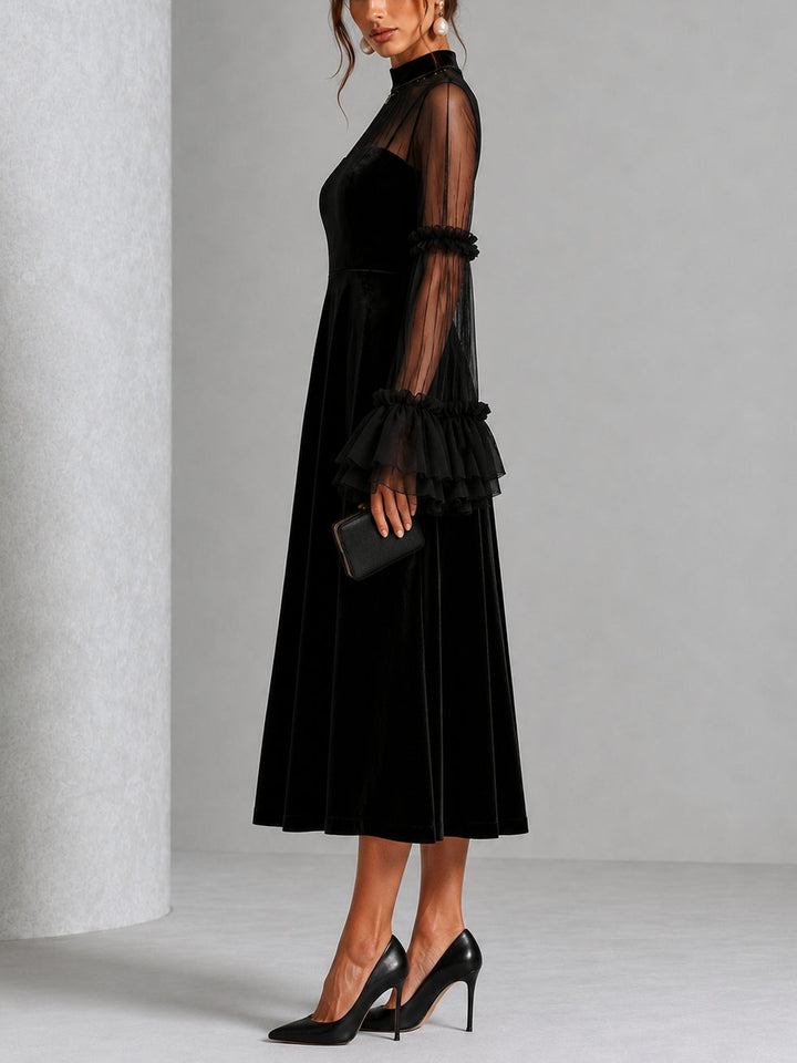 Berenice™ | Elegante Midi-Jurk met Transparante Mouwen