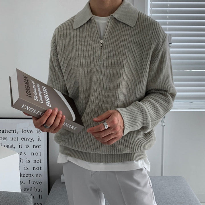 Arno | Katoenen Half-Zip Trui
