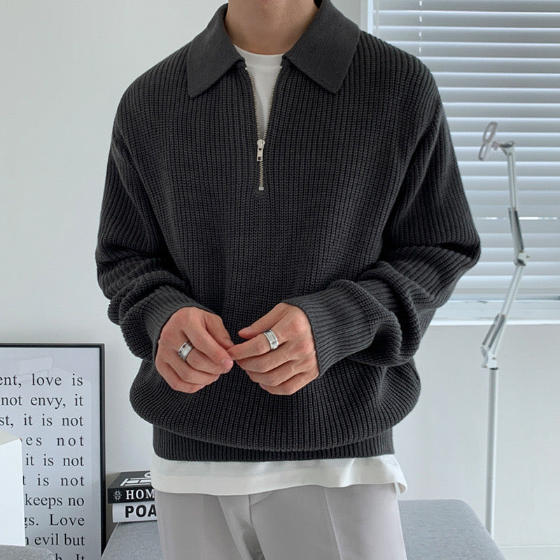Arno | Katoenen Half-Zip Trui