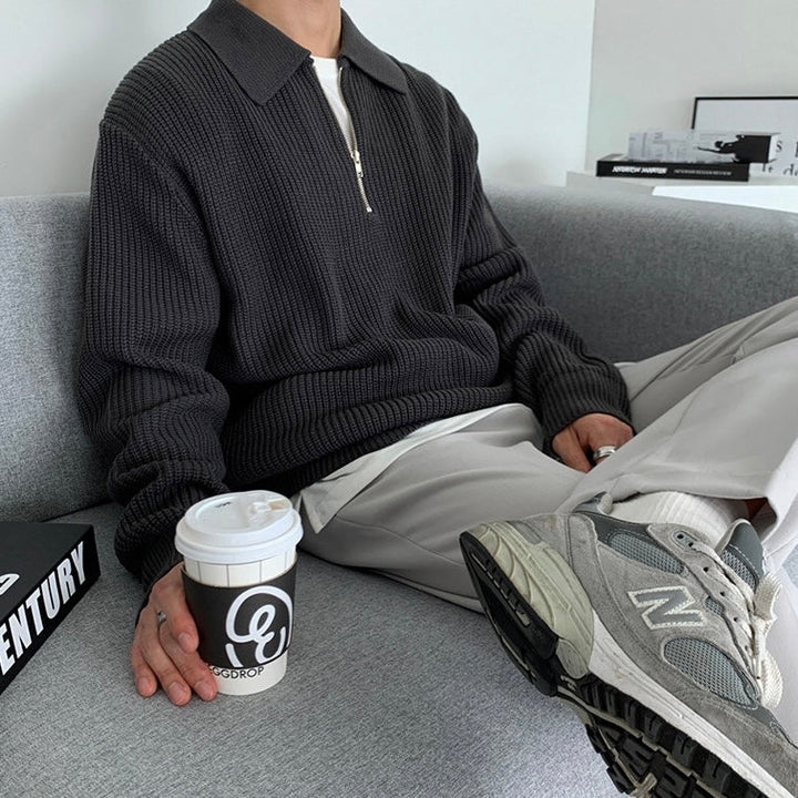 Arno | Katoenen Half-Zip Trui
