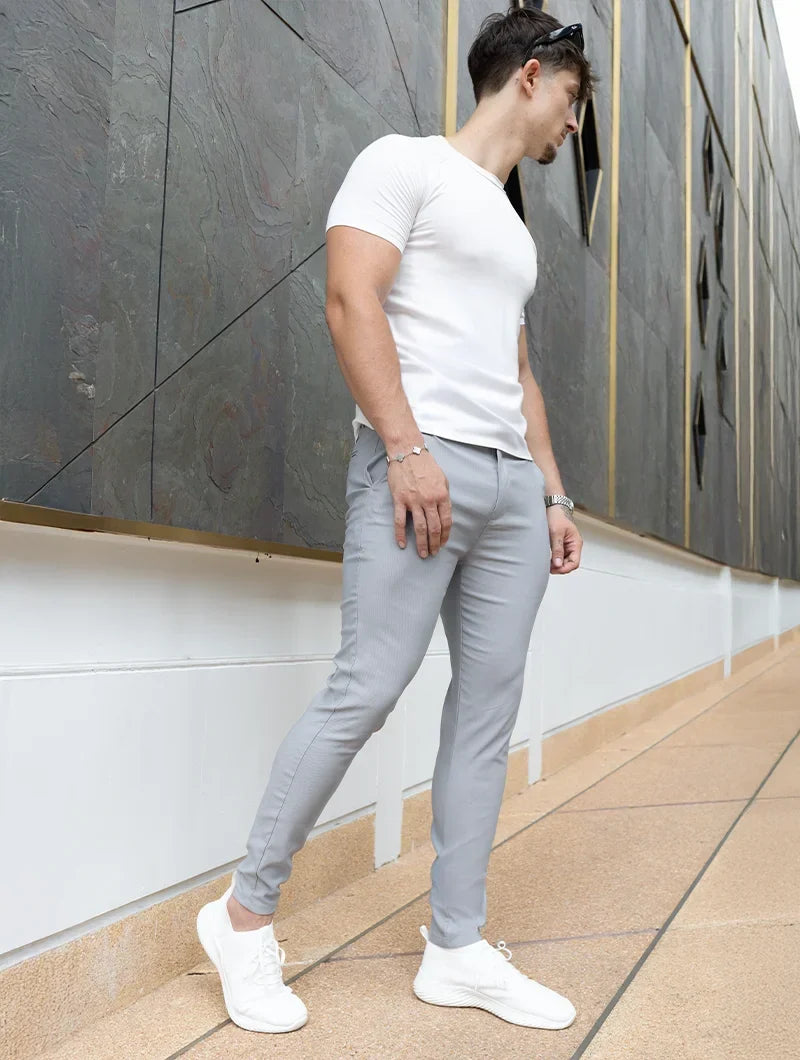 Felix Slim Fit Stretch Broek Heren - Lichtgrijs