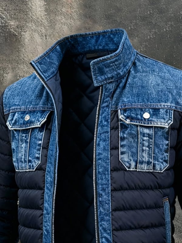 Upamecano – Vintage denimjack met patchwork voor buiten