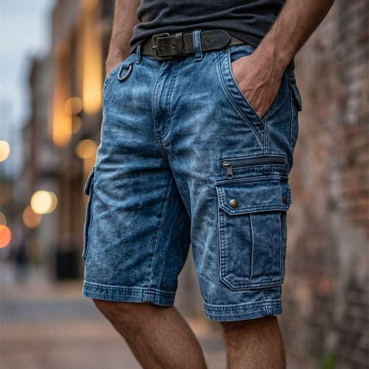 Elias | Comfortabele denim cargoshorts