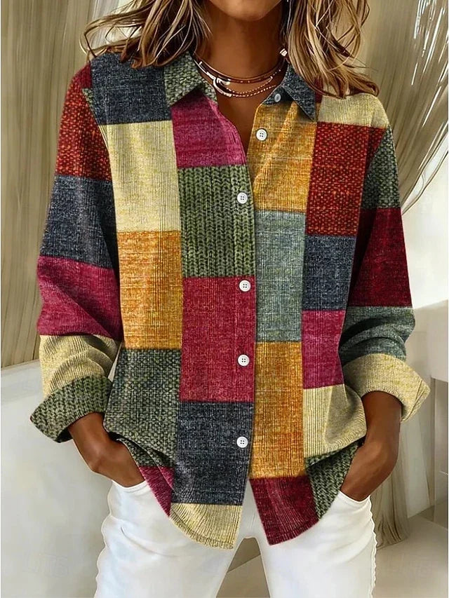 Merritt™ | Vintage Blouse met Patchwork en Knopen