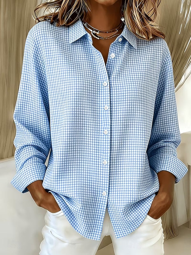 Hillrose™ | Ontspannen Geruite Blouse met Knopen