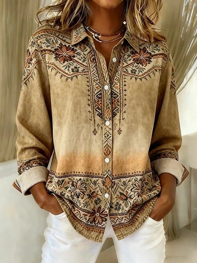 Rexanna™ | Vintage Bloemenblouse met Knopen