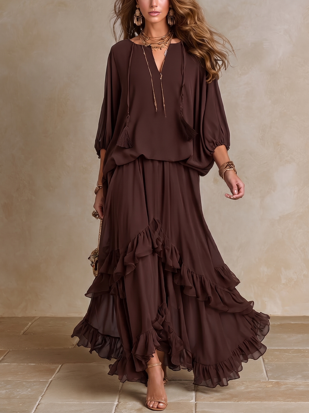 Dalila™ | Elegante Tweedelige Set met Rok en Volants