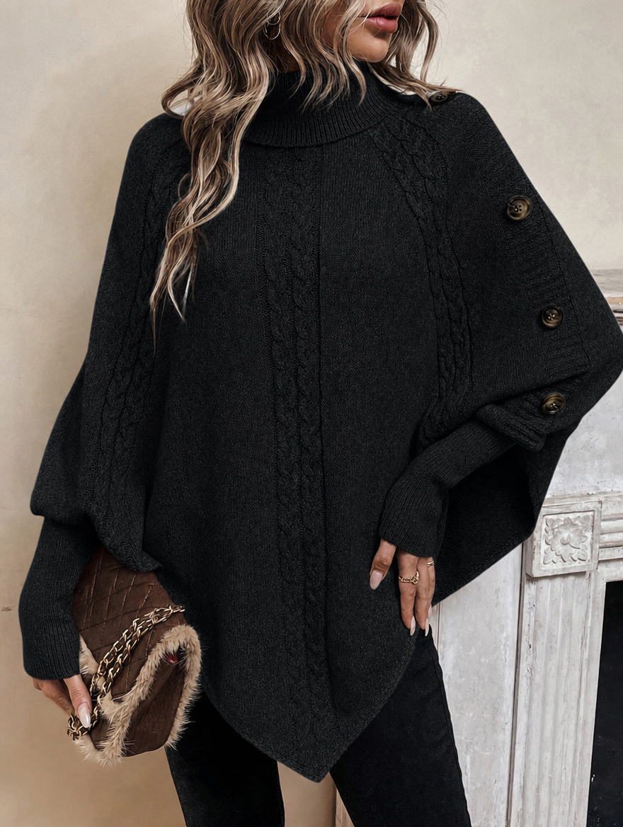 Alexis™ | Asymmetrische Poncho met Hoge Hals