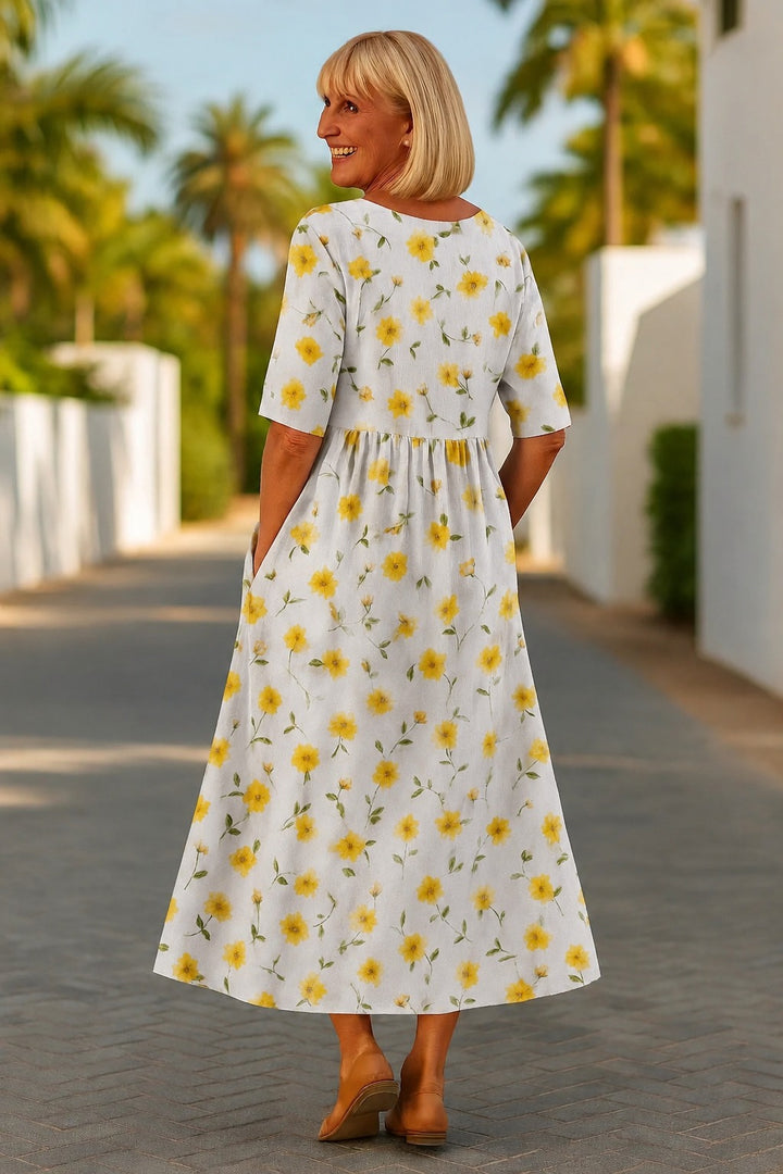 Elize - Ontspannen Midi-jurk - Moeiteloze Elegantie, Dagelijks Comfort