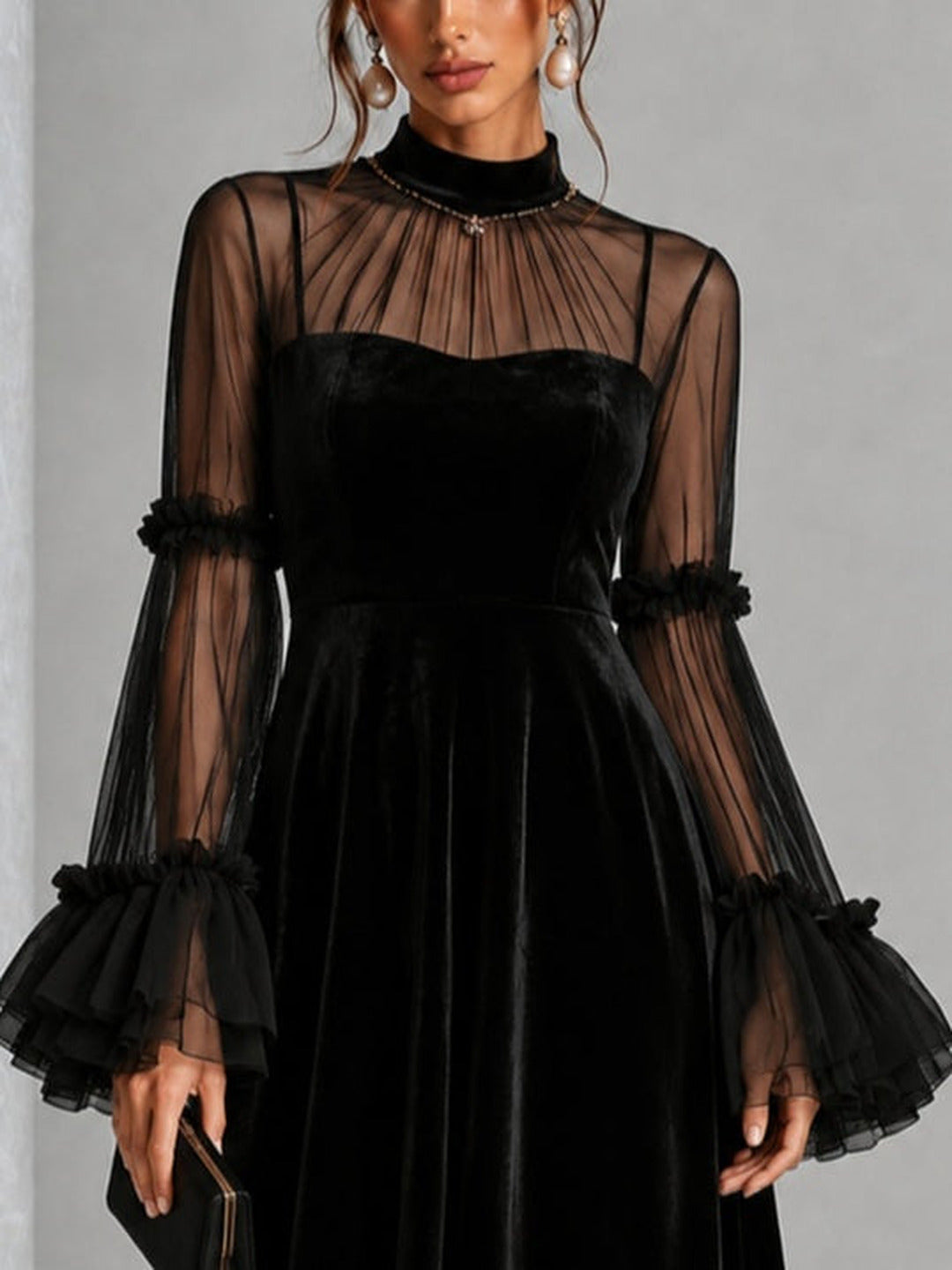Berenice™ | Elegante Midi-Jurk met Transparante Mouwen