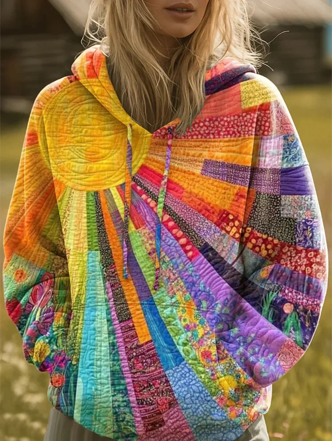 Aurora | Multicolor Patchwork Hoodie