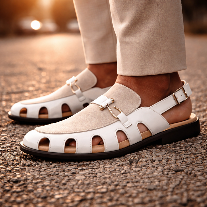 Giovanni | Leren Klassevolle herensandalen