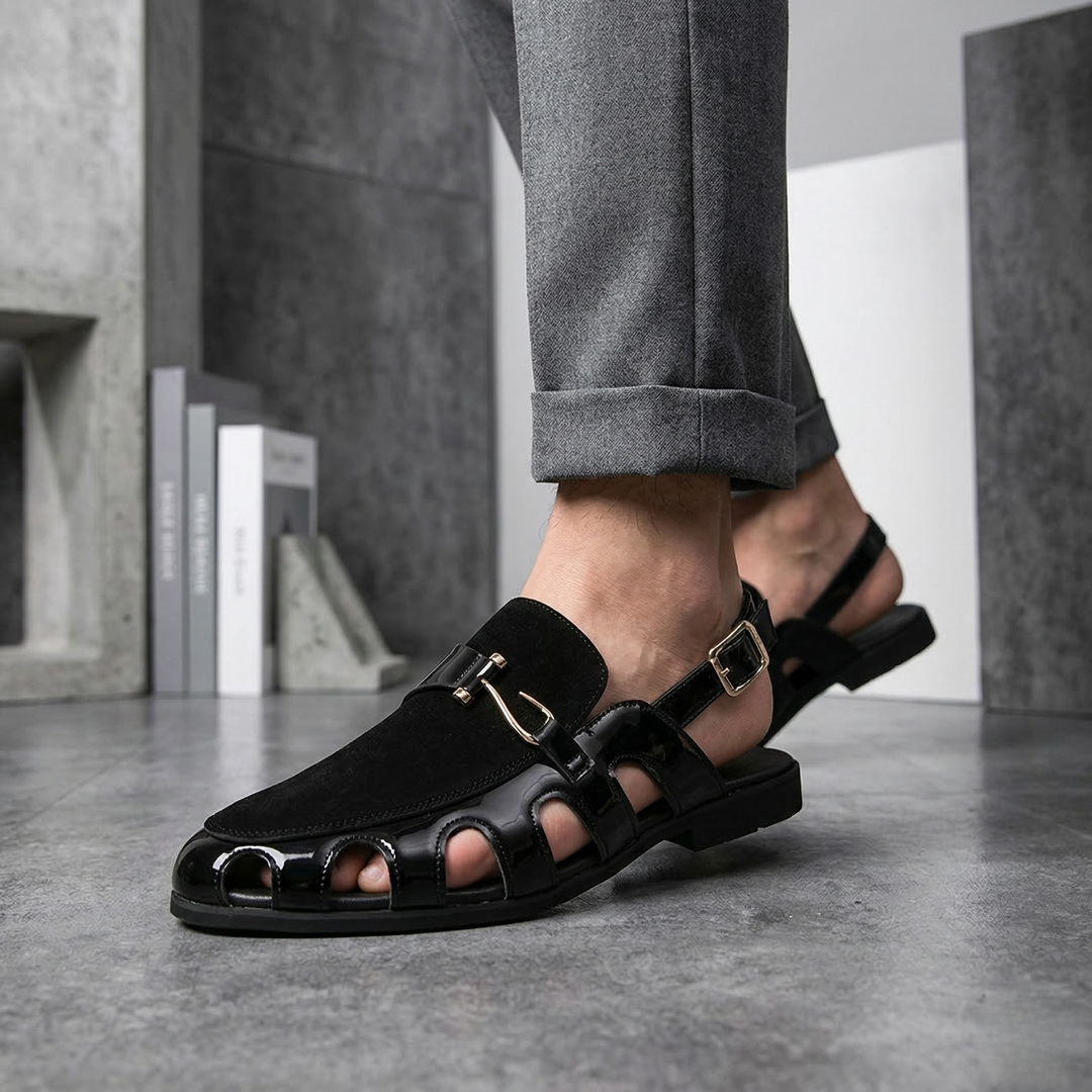 Giovanni | Leren Klassevolle herensandalen