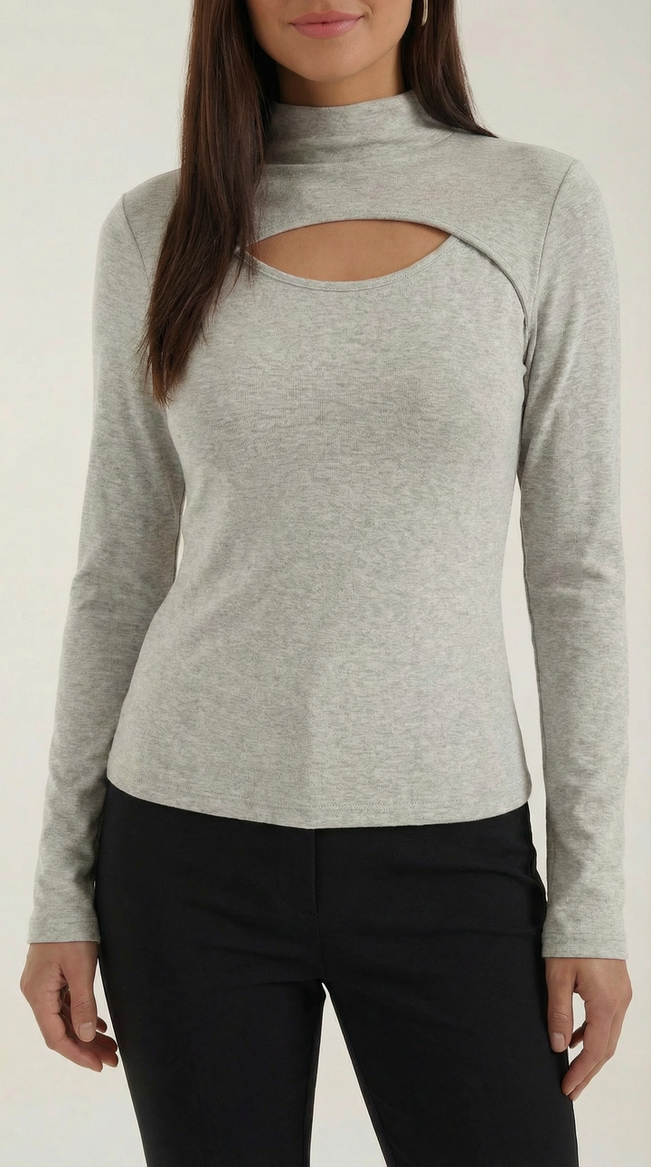 Barbara Chic Lange Mouwen Cutout Top