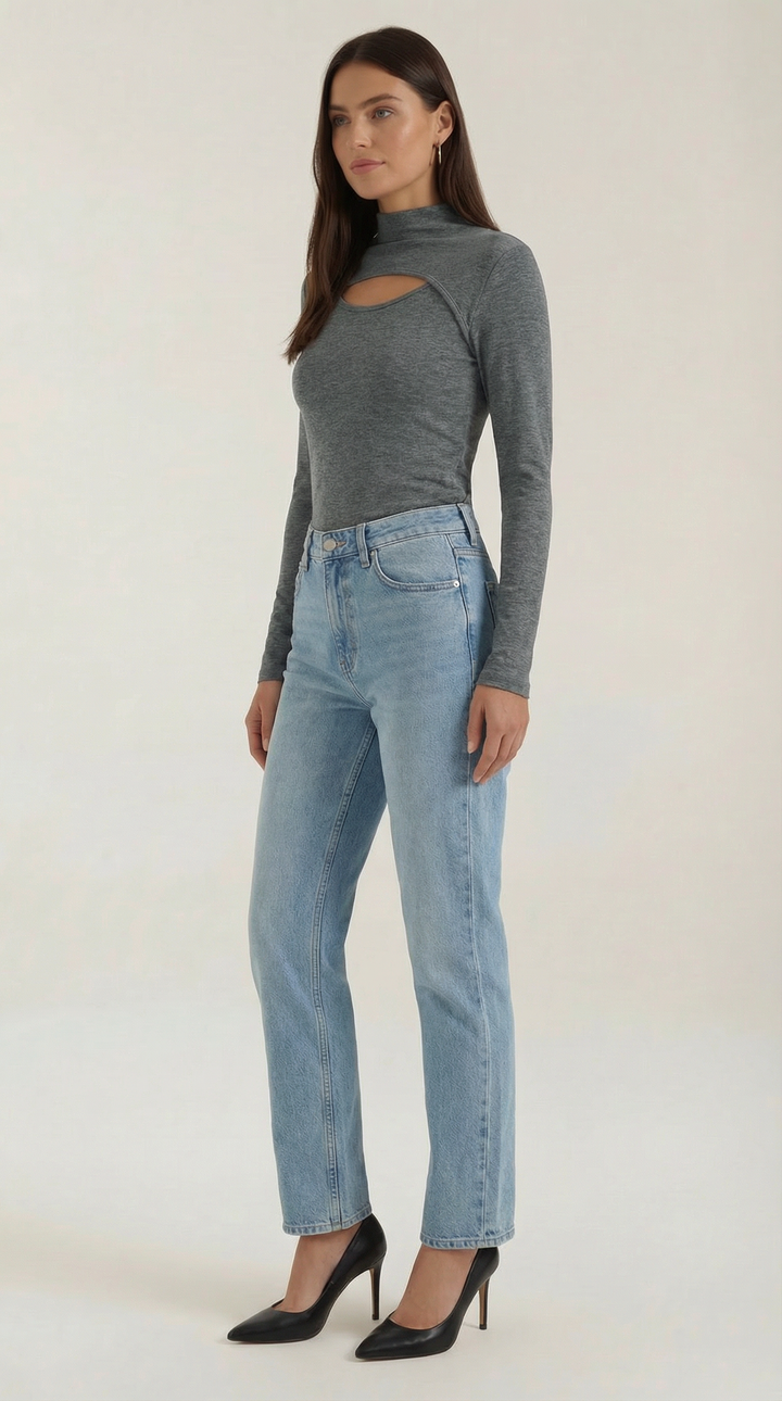 Barbara Chic Lange Mouwen Cutout Top