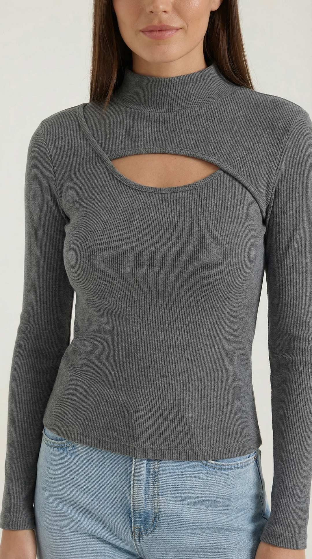 Barbara Chic Lange Mouwen Cutout Top