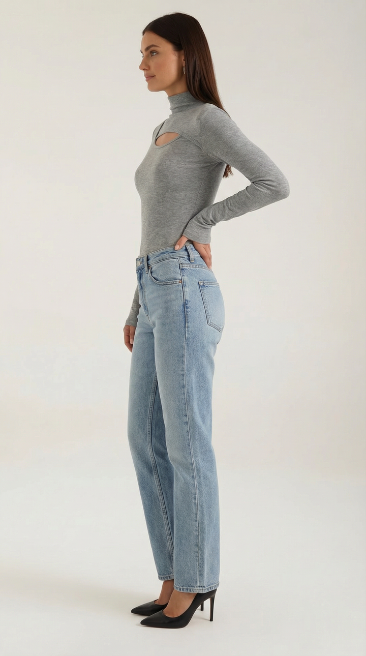 Barbara Chic Lange Mouwen Cutout Top