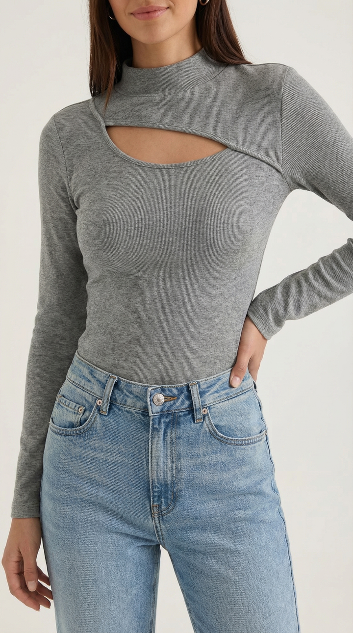 Barbara Chic Lange Mouwen Cutout Top
