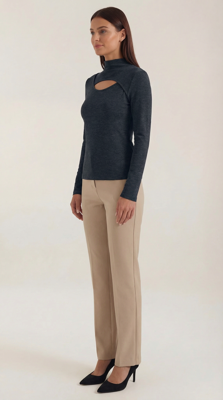Barbara Chic Lange Mouwen Cutout Top