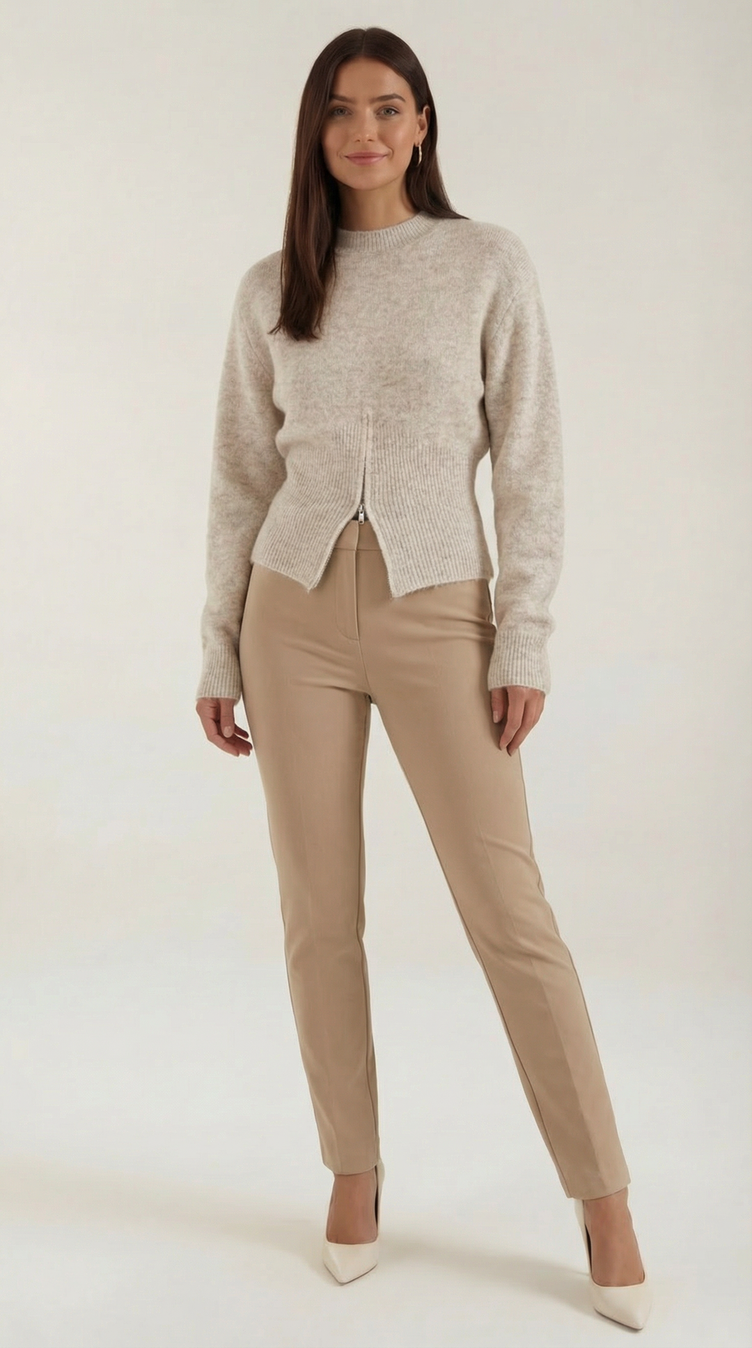 Beverly half-zip gebreide trui