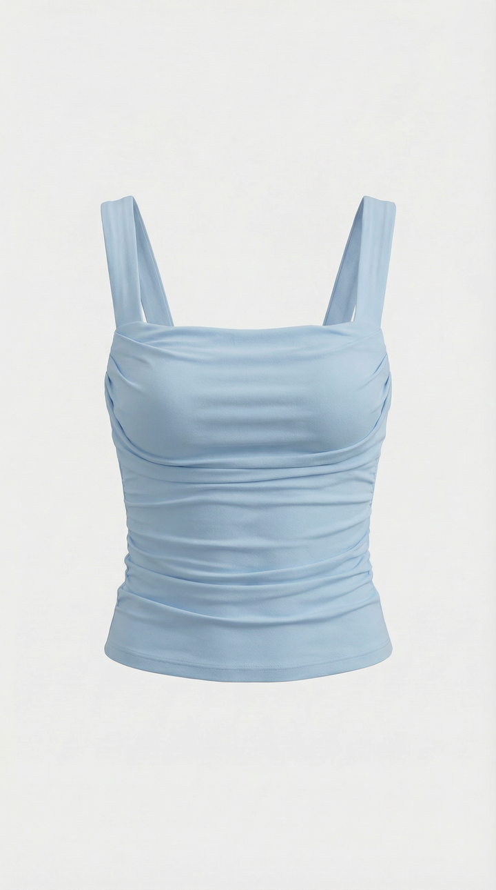 Blair Mouwloze Shirred Blouse met Vierkante Halslijn