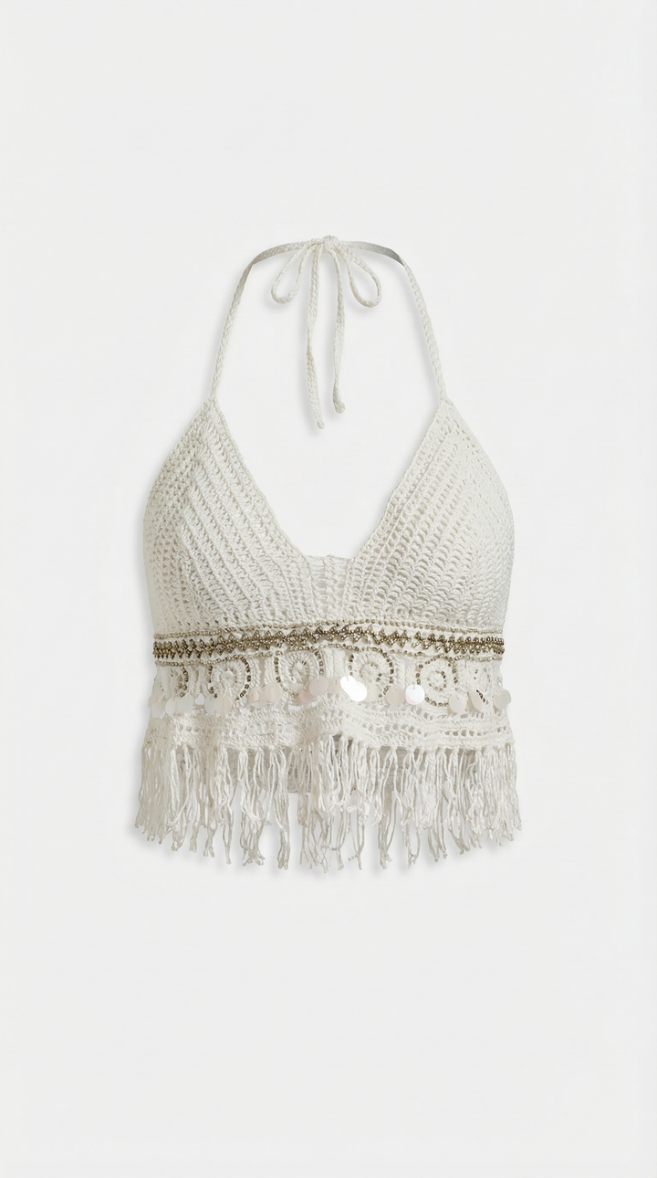 Brandy Boho Gebreide Haltertop