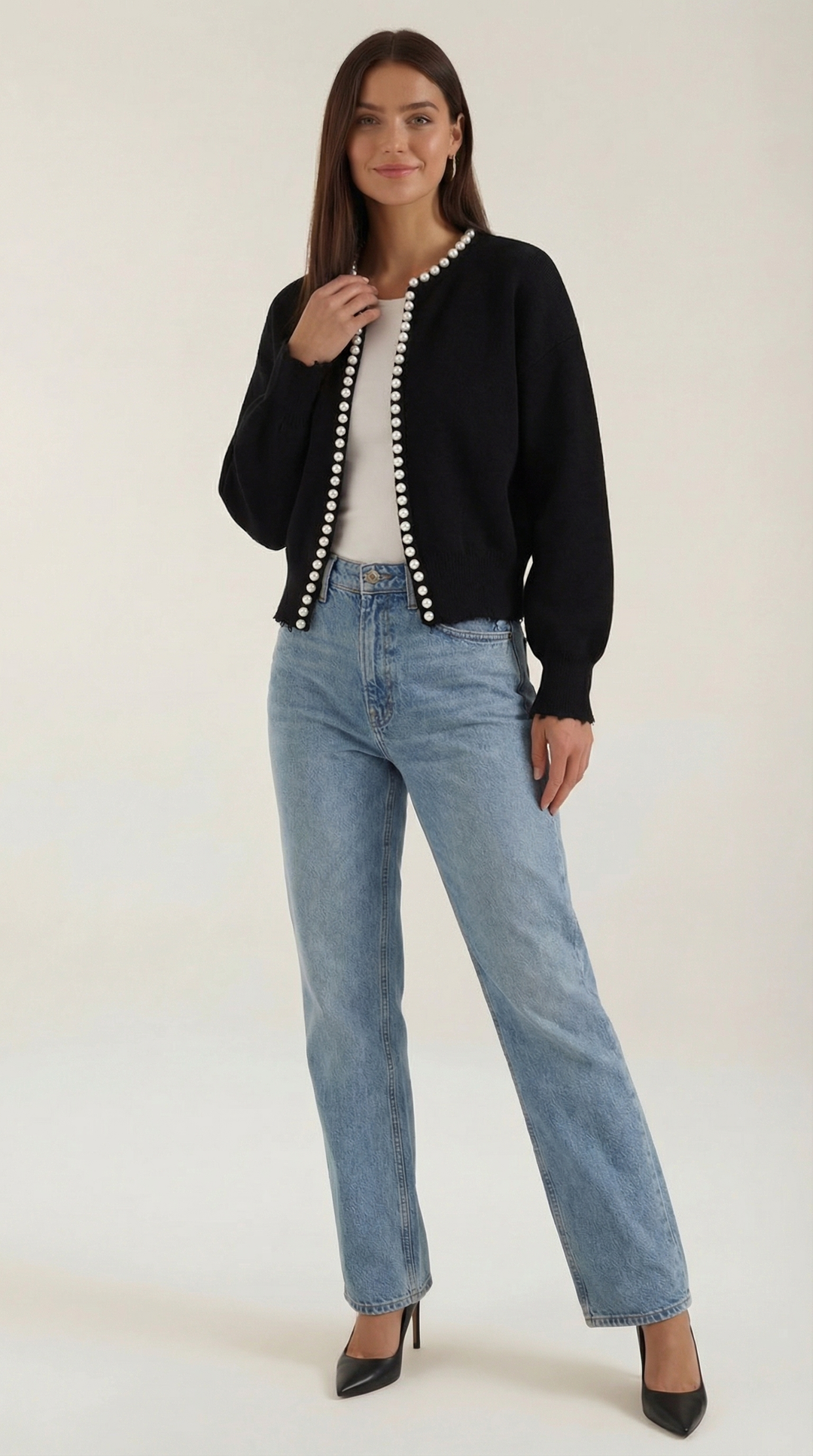 Caroline Cardigan met Pareldetails