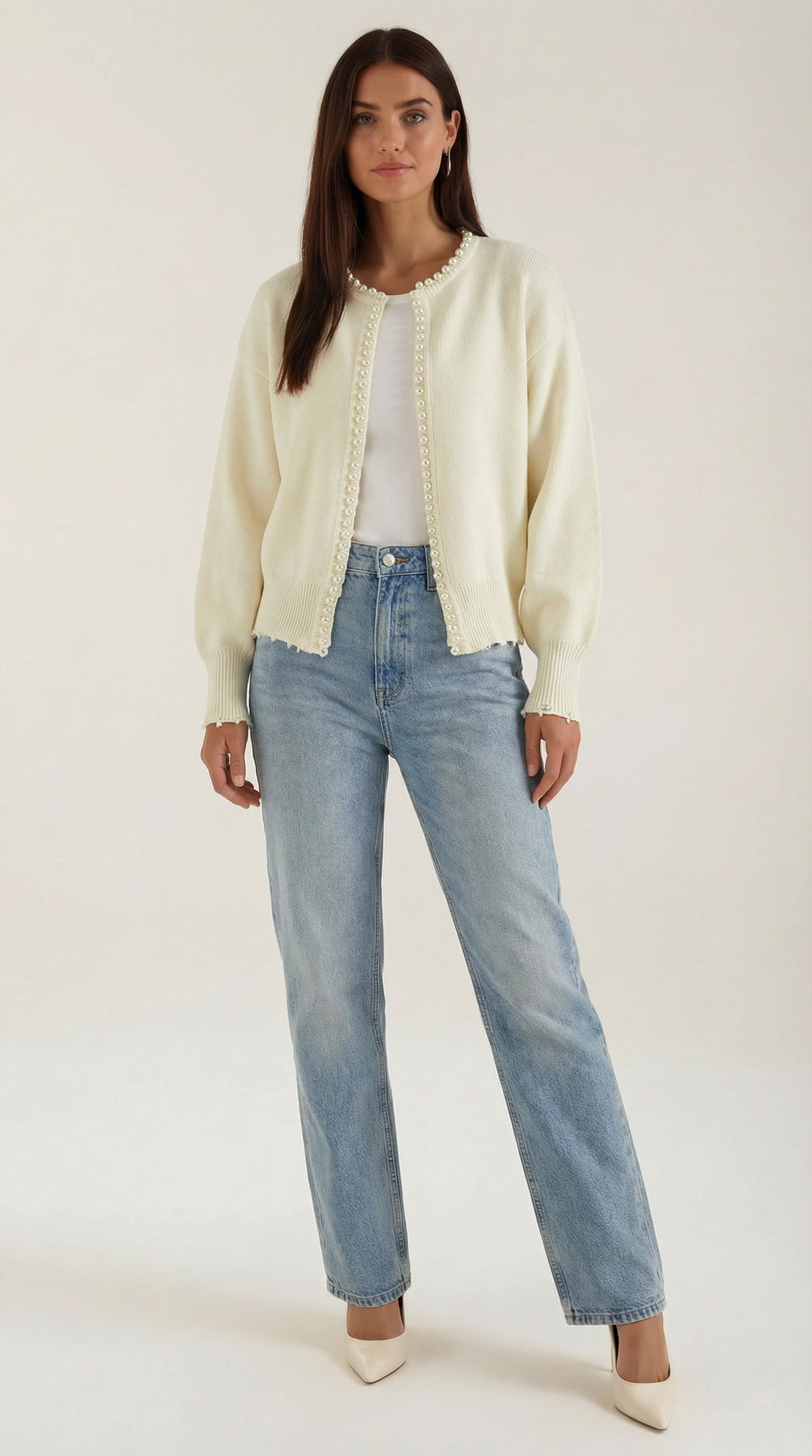 Caroline Cardigan met Pareldetails