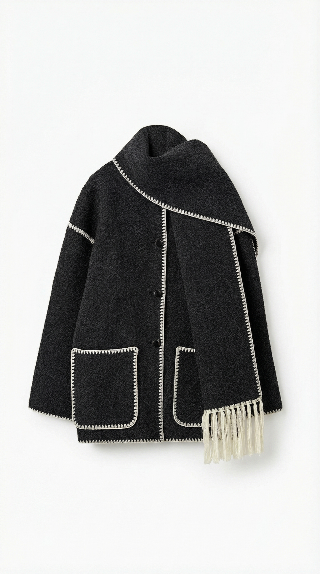 Catherine jas met contrast sjaal