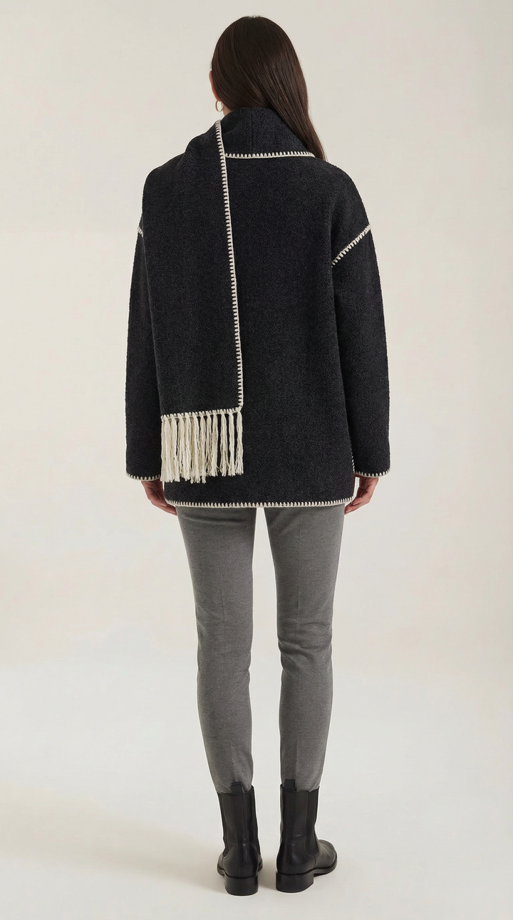Catherine jas met contrast sjaal