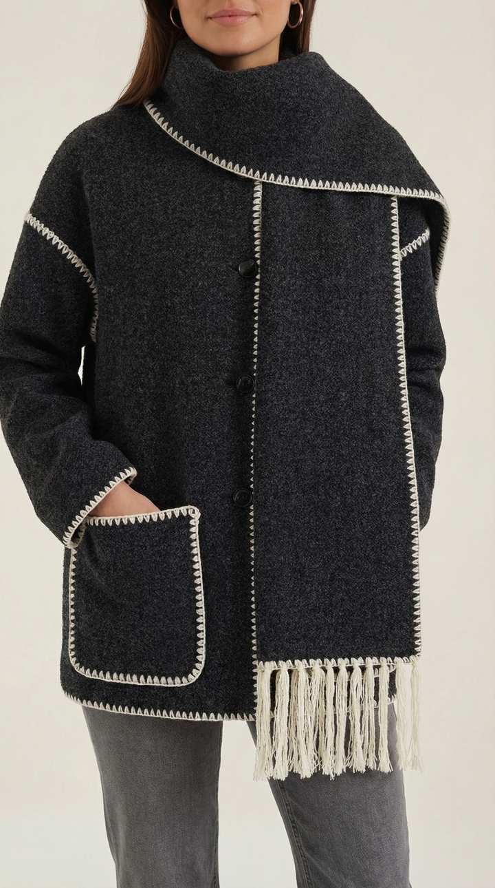 Catherine jas met contrast sjaal