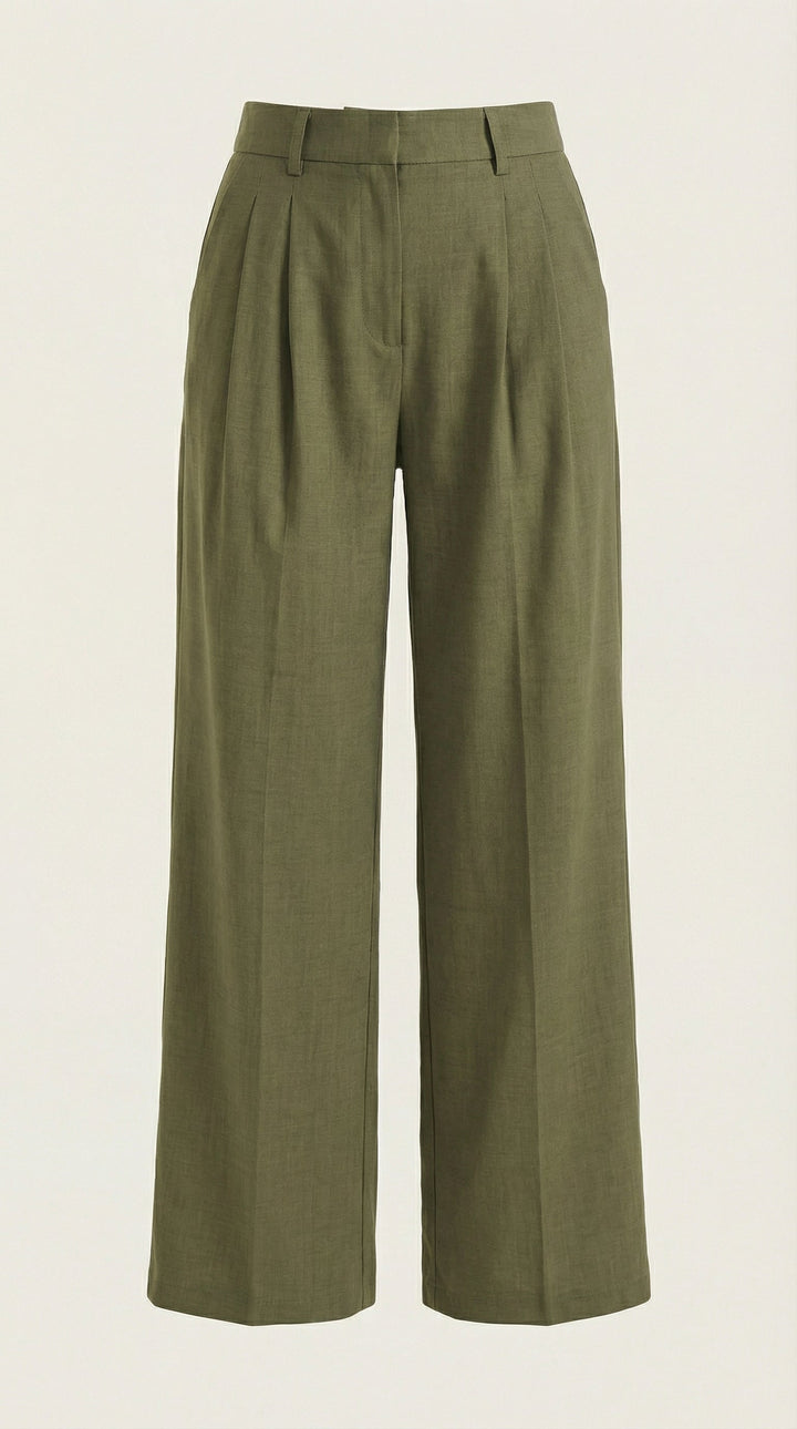 Courtney Hoge Taille Plissé Broek