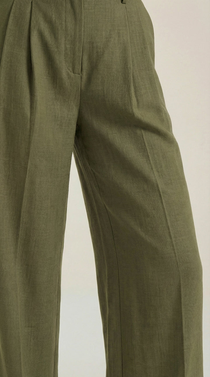 Courtney Hoge Taille Plissé Broek
