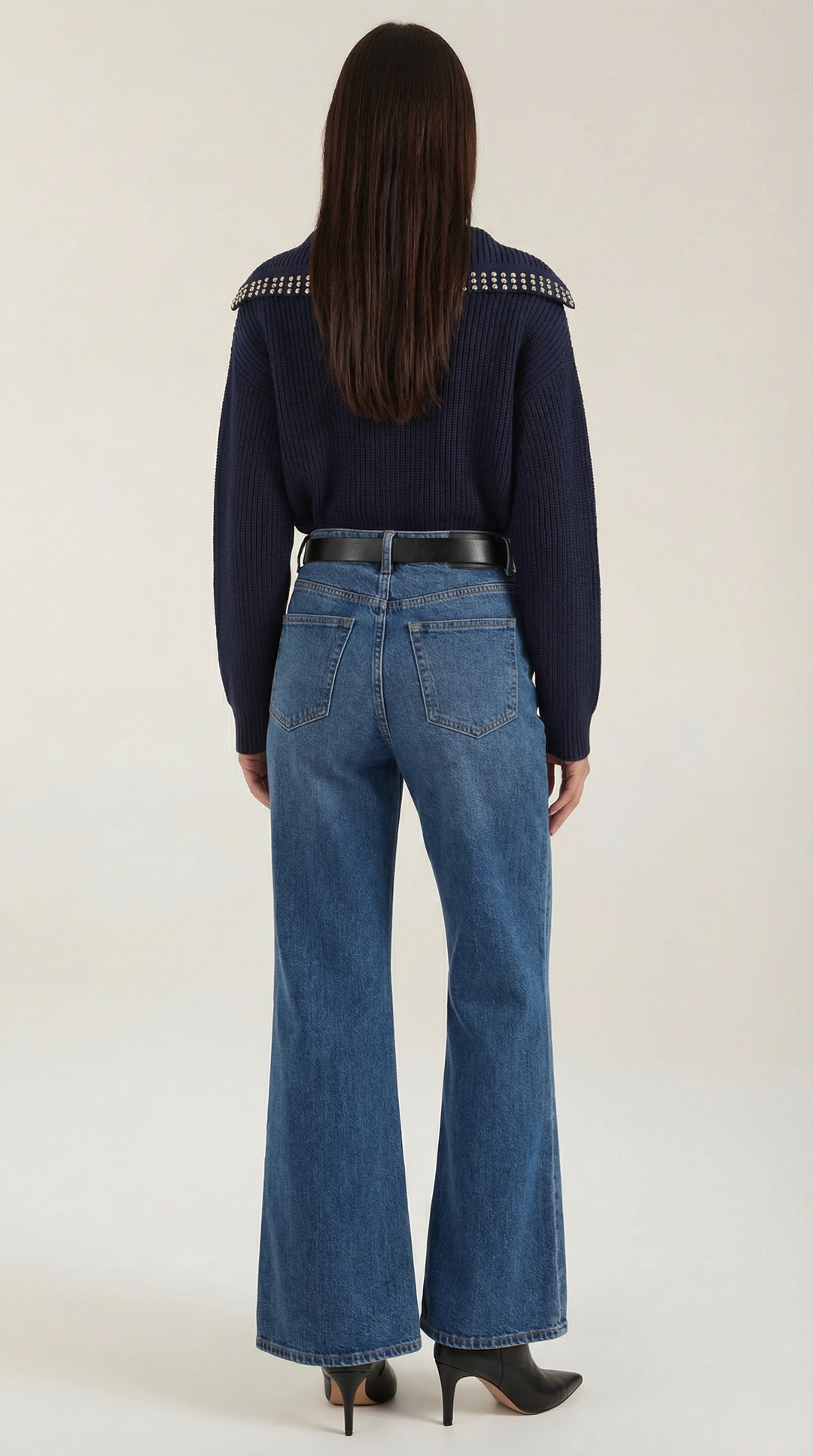 Darlene wol sweater met studs-kraag