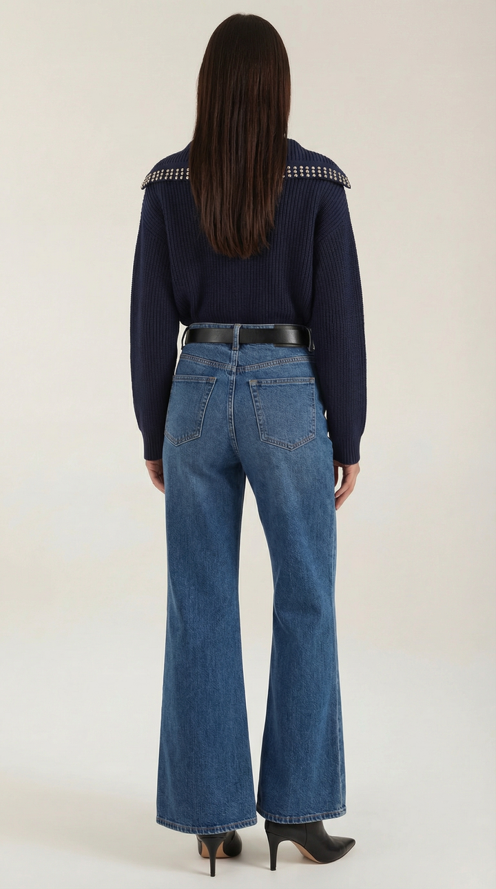 Darlene wol sweater met studs-kraag