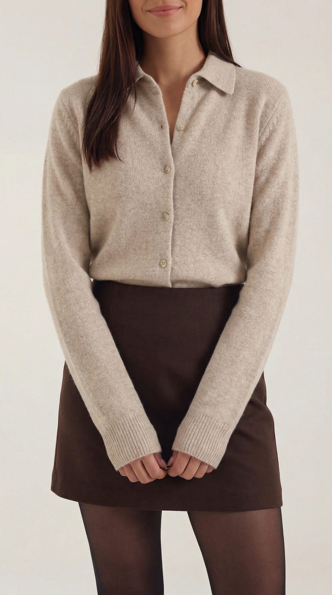 Gladys gebreide cardigan met kraag en knopen