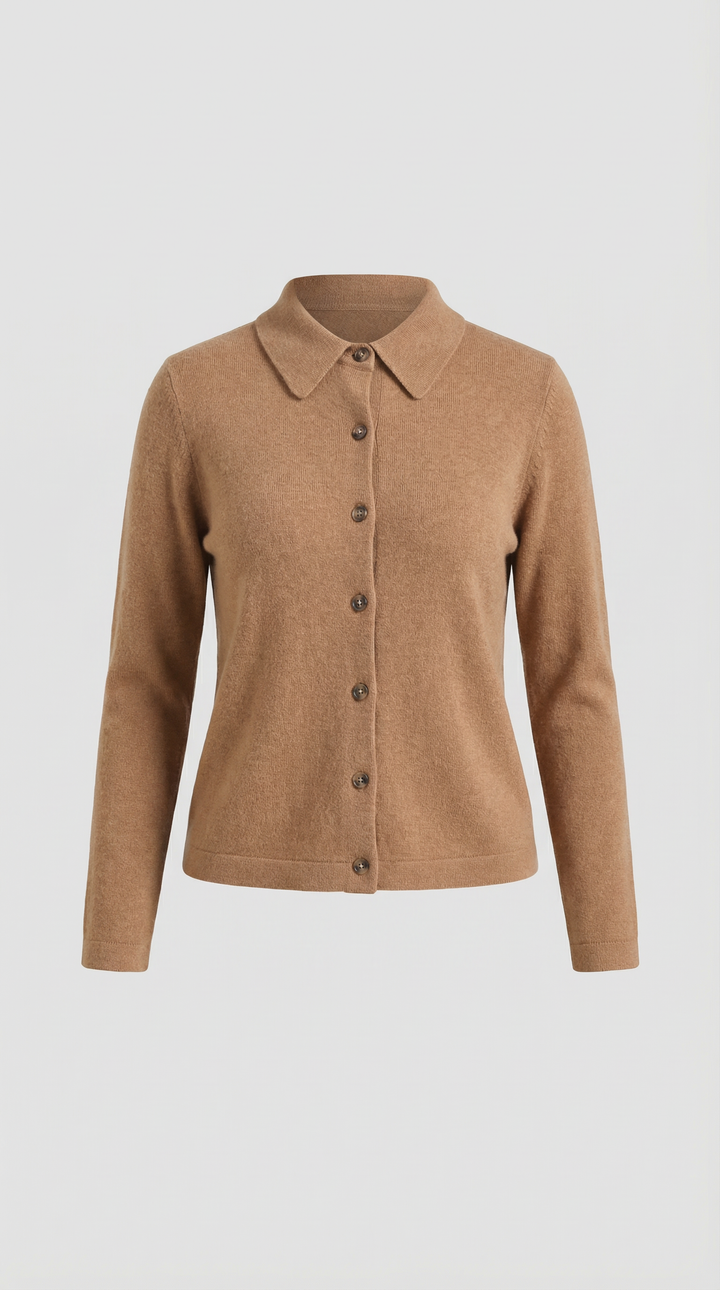 Gladys gebreide cardigan met kraag en knopen