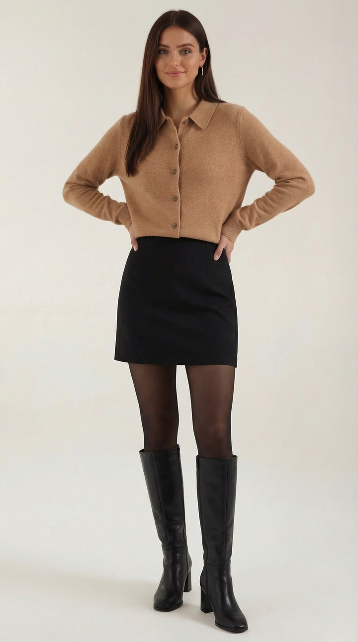 Gladys gebreide cardigan met kraag en knopen