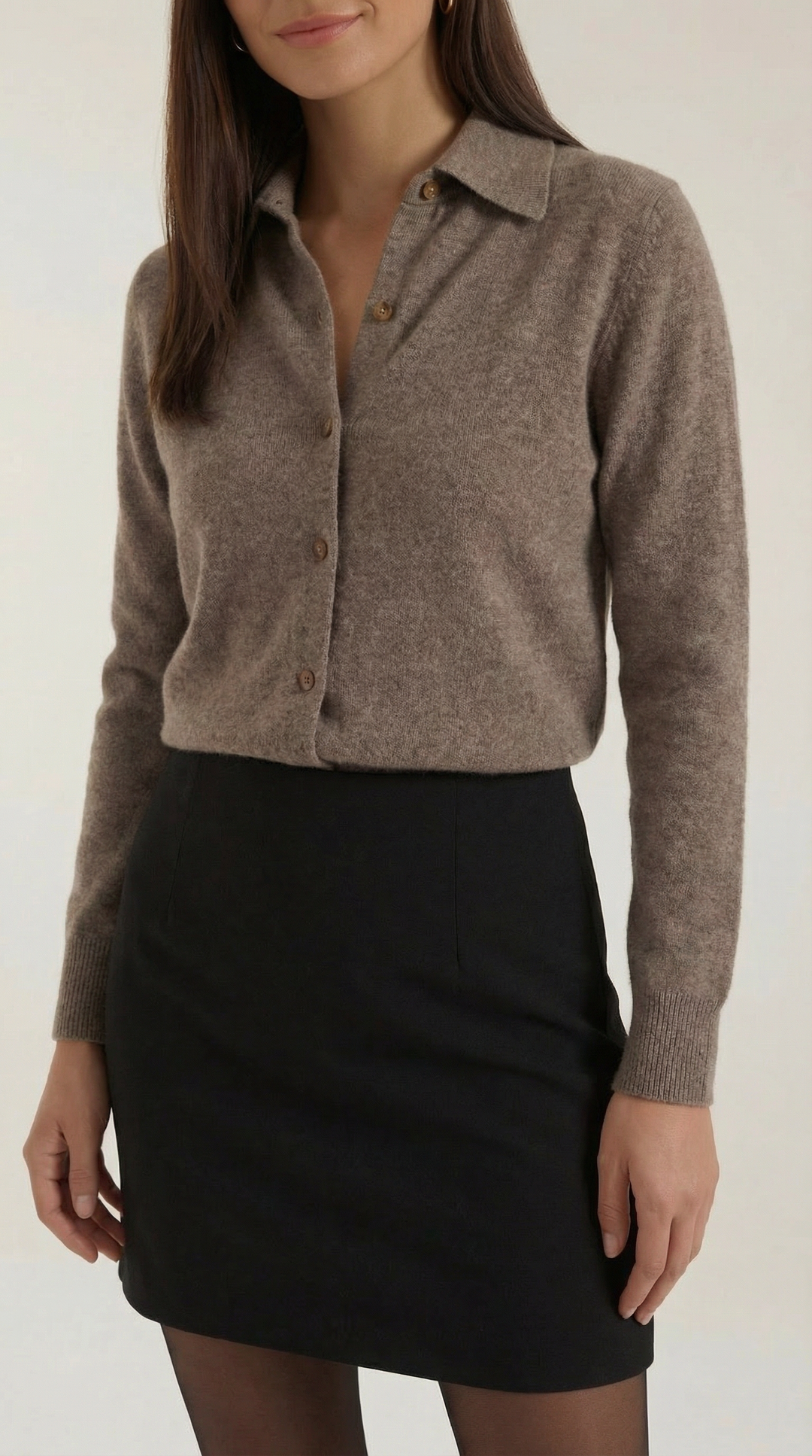 Gladys gebreide cardigan met kraag en knopen