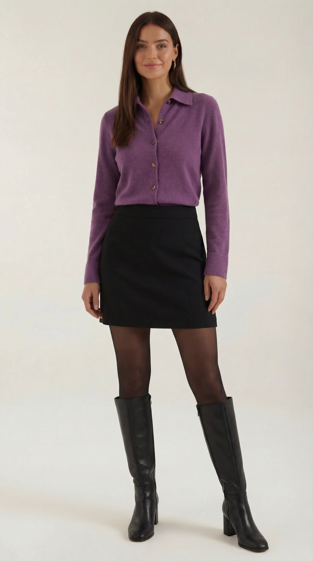 Gladys gebreide cardigan met kraag en knopen