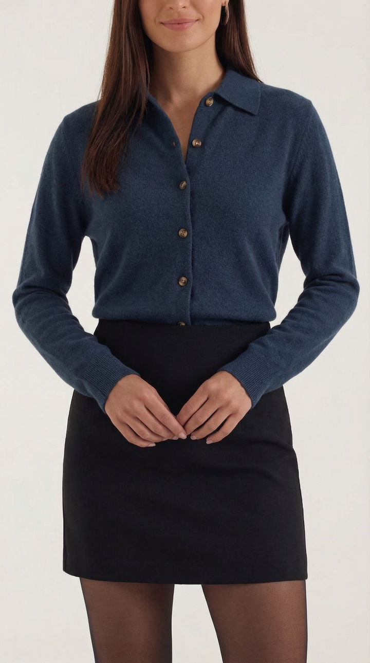 Gladys gebreide cardigan met kraag en knopen