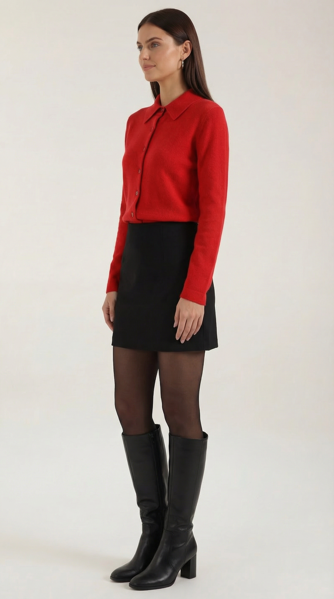 Gladys gebreide cardigan met kraag en knopen