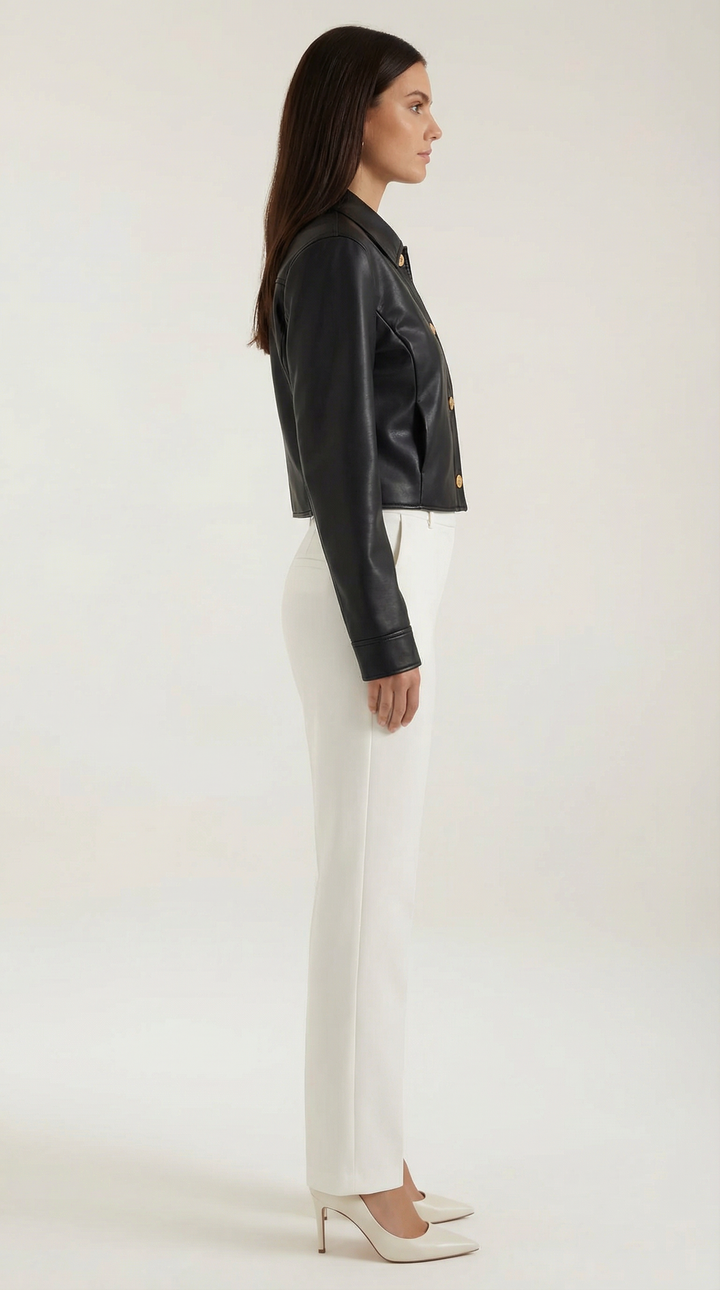 Heather Nepleather Cropped Jacket