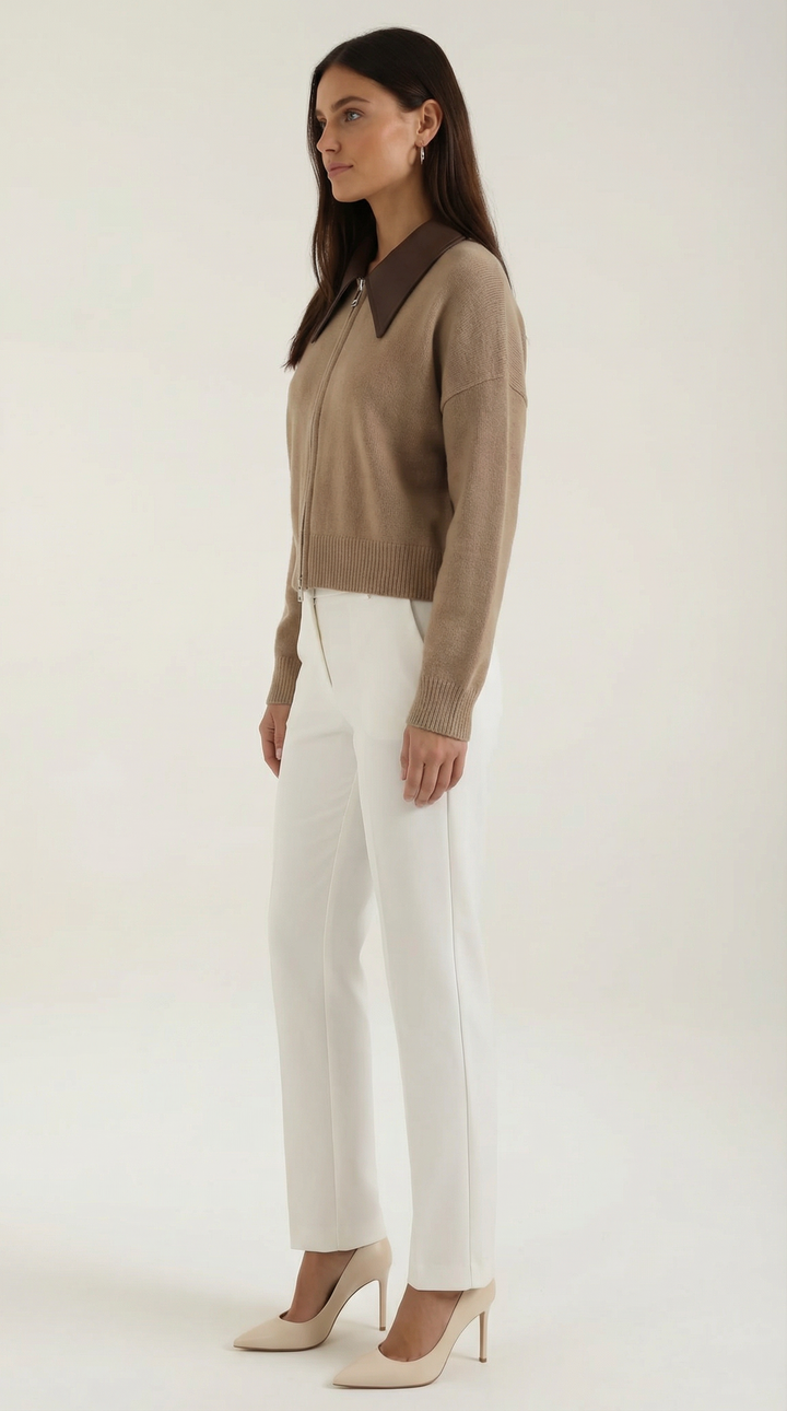 Irene Gebreide Korte Mouwen Polo Shirt