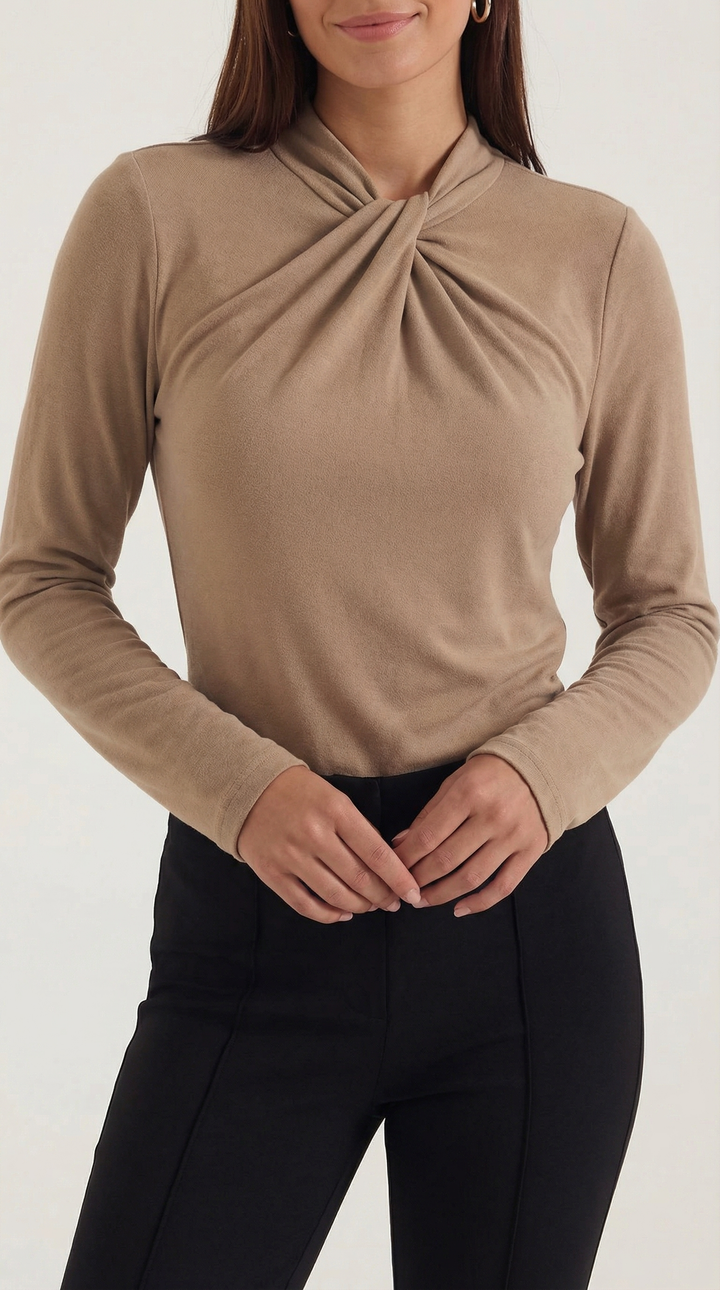 Jamie mock-neck blouse met strik