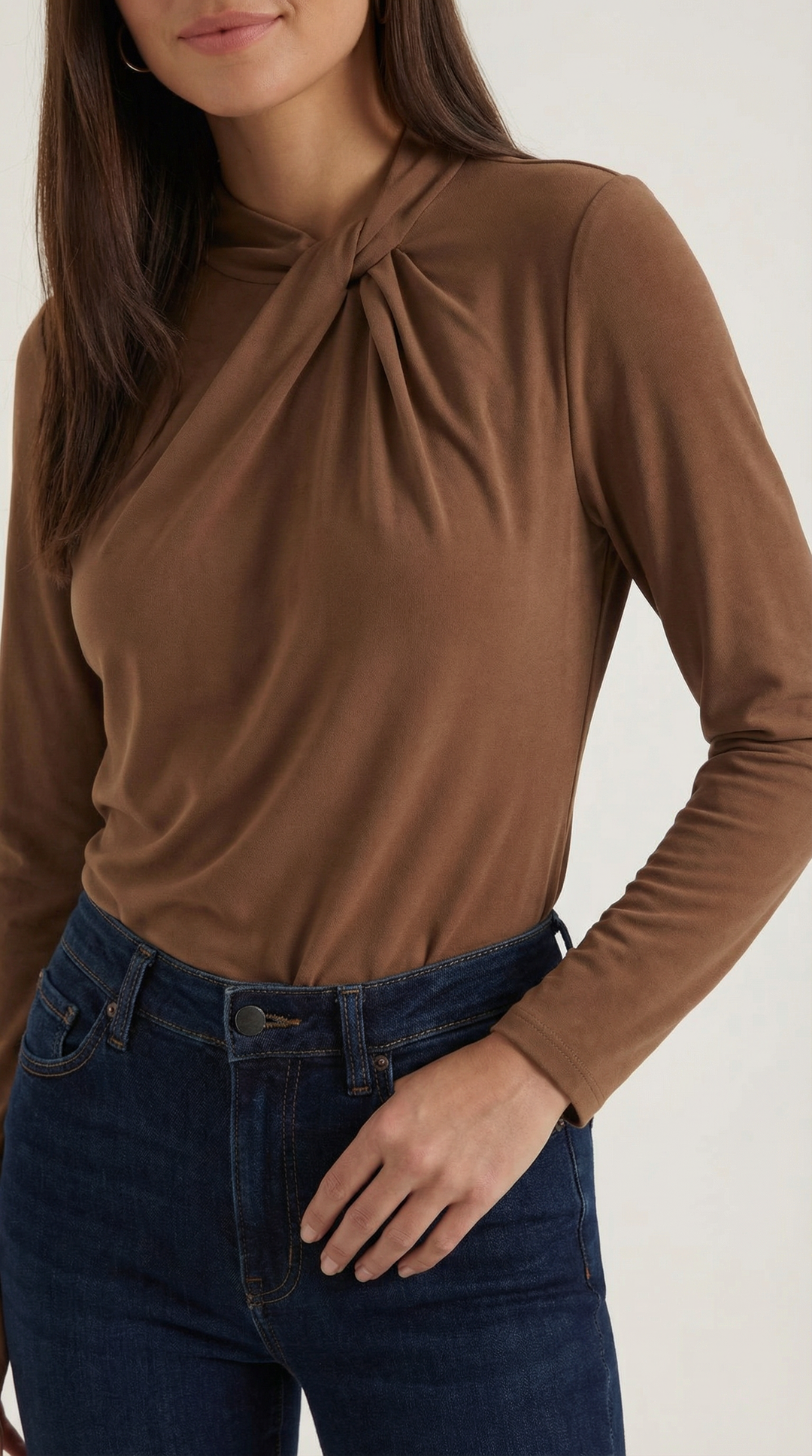Jamie mock-neck blouse met strik