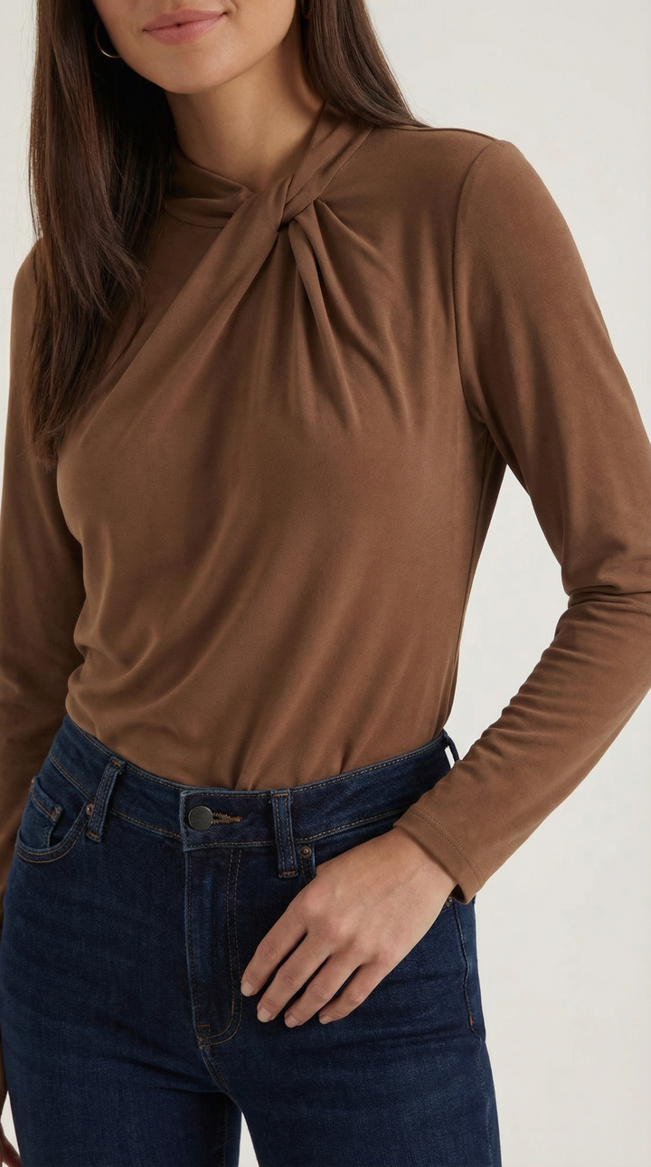 Jamie mock-neck blouse met strik