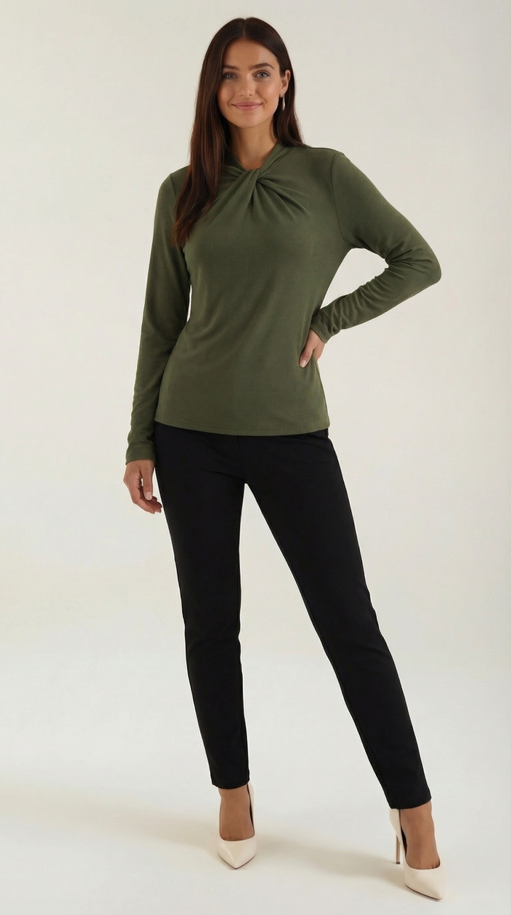 Jamie mock-neck blouse met strik